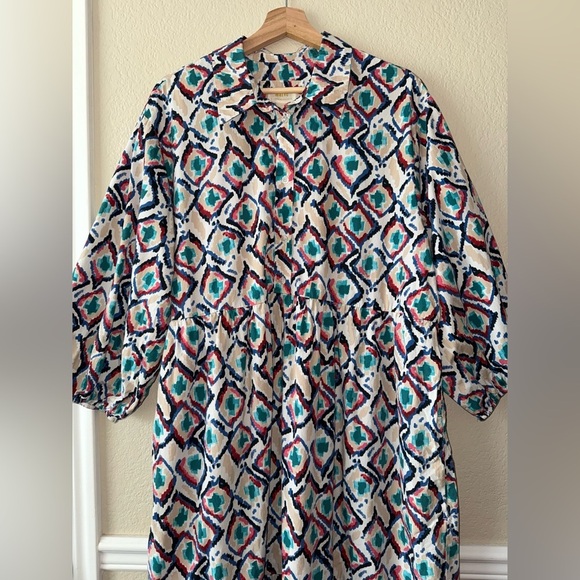 Anthropologie Maeve The Bettina Cotton Tiered Midi Shirt Dress Size XL - Picture 12 of 12